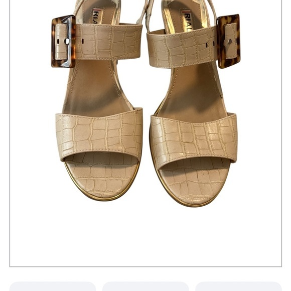 RIALTO Cream  Croc-Embossed Double-Strap Saomi Sandal - Women Size 7.5 - Picture 2 of 5